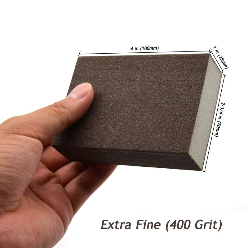 POLIWELL Extra Fine (400 Grit) Manual Sanding Sponge Sheet Kitchen Polishing Grinding Abrasive Sponge Block 4-Inch  4-Pack - Image 2